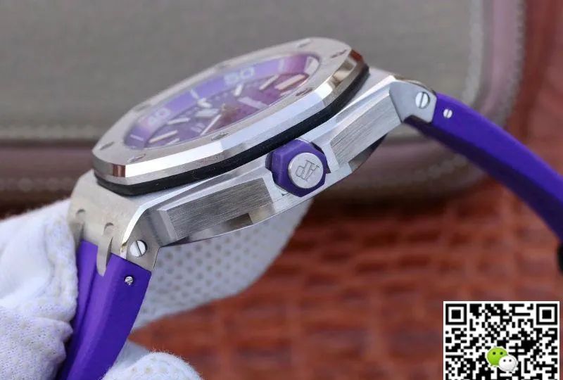 Audemars Piguet Royal Oak Offshore Diver 15710ST.OO.A077CA.01 1:1 Best Edition Replica Watch Swiss ETA3120 Superlumed Purple textured dial